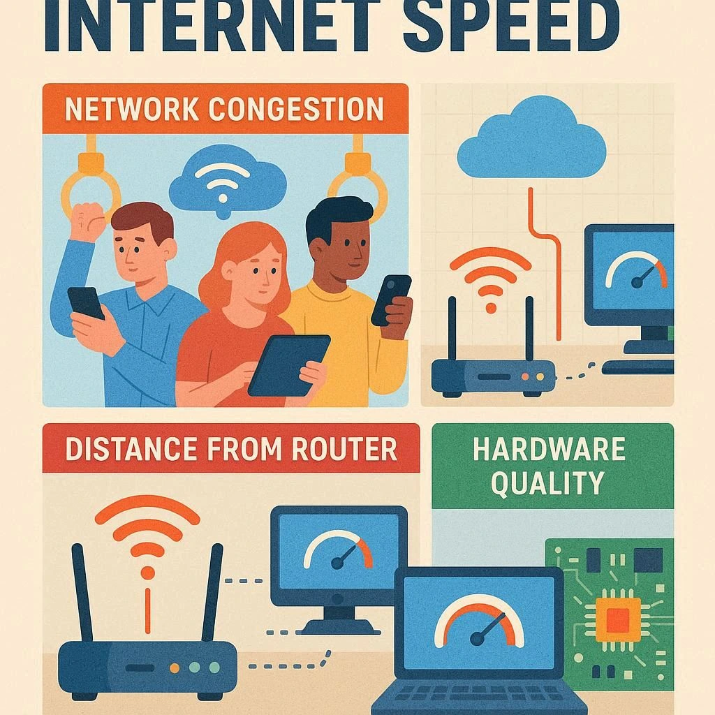Infografía de factores que afectan la velocidad de internet